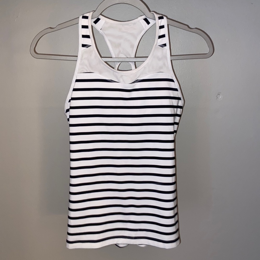 Athleta Black & White Striped Racerback XS